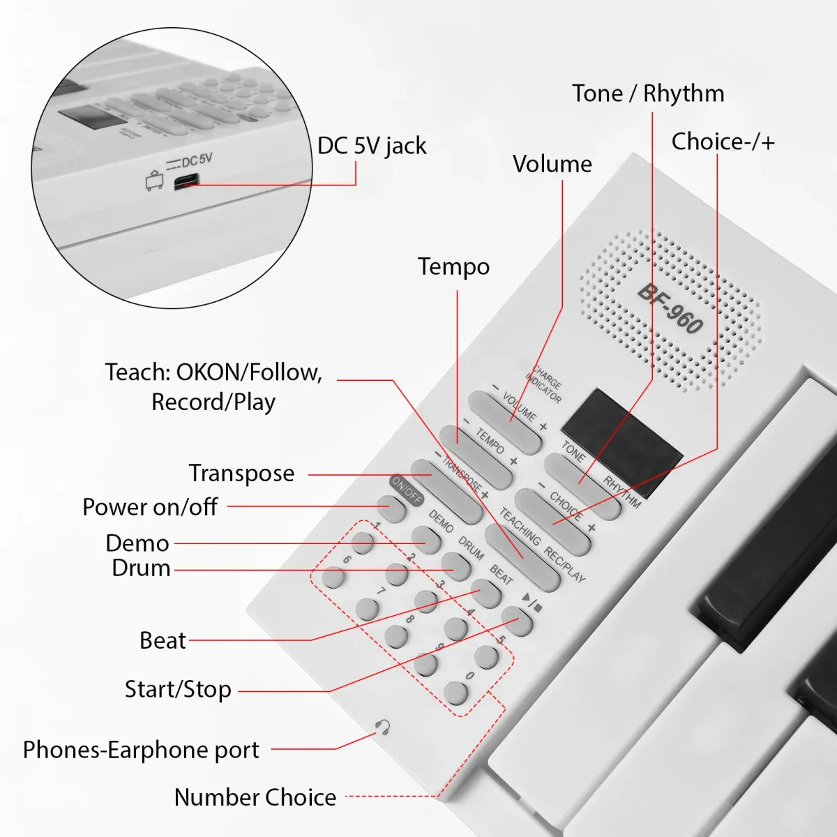 61-Key Foldable Electronic Piano Keyboard with LED Display, Built-in Battery, Teaching Functions, and Carrying Bag - Portable Digital Piano for Beginners & Musicians showcase 5