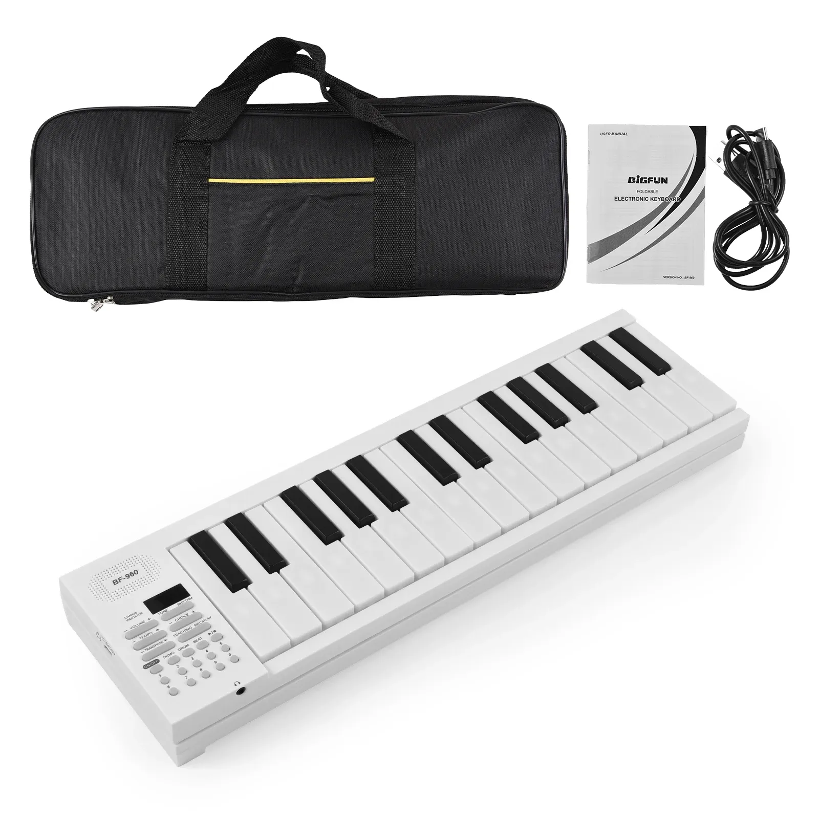61-Key Foldable Electronic Piano Keyboard with LED Display, Built-in Battery, Teaching Functions, and Carrying Bag - Portable Digital Piano for Beginners & Musicians thumbnail 6