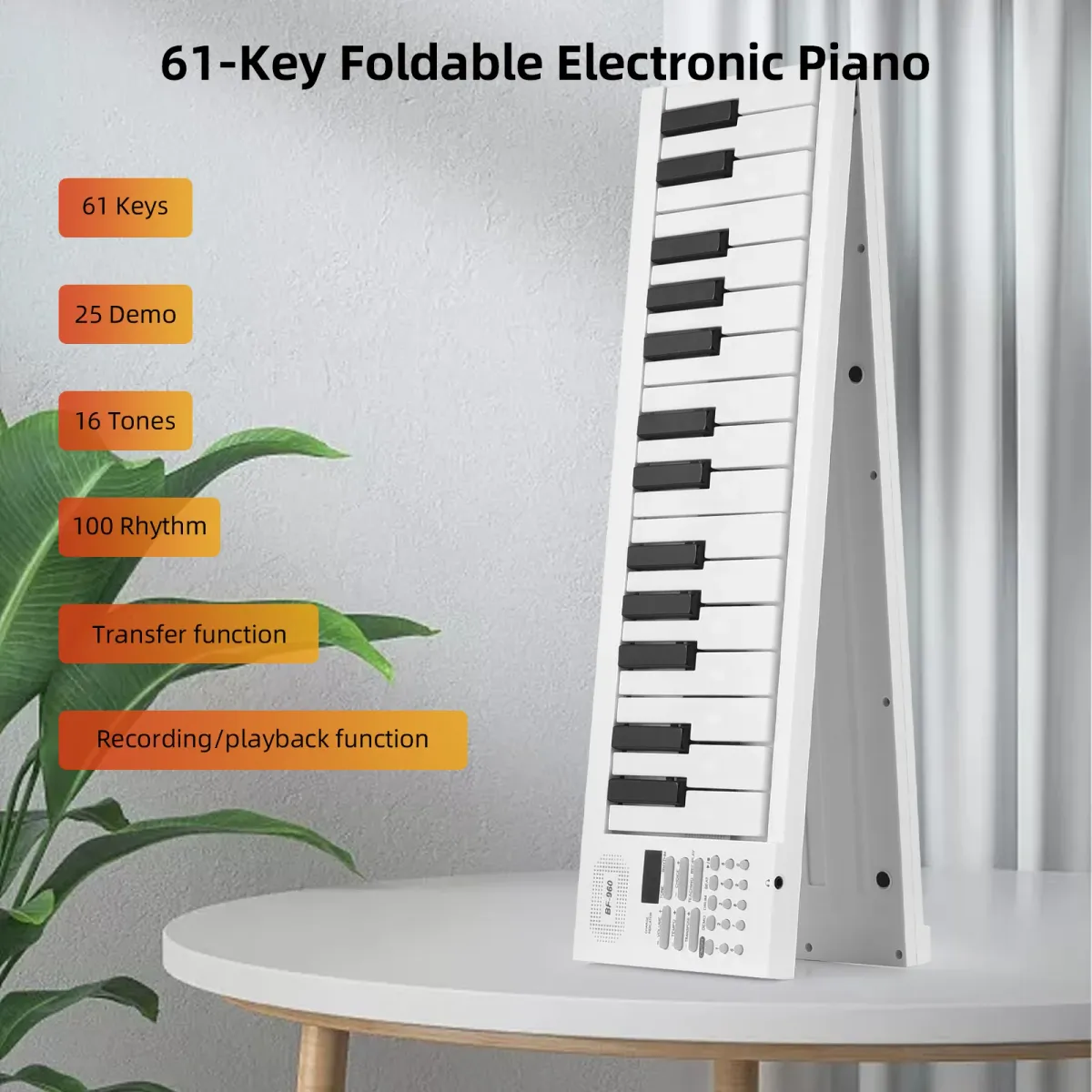 61-Key Foldable Electronic Piano Keyboard with LED Display, Built-in Battery, Teaching Functions, and Carrying Bag - Portable Digital Piano for Beginners & Musicians showcase 7