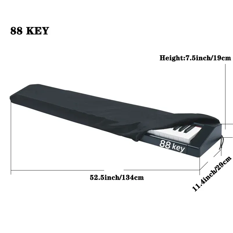 88/61 Key Digital Piano Keyboard Cover - Durable 210D Oxford Cloth Dustproof Protector with Drawstring Lock for Electric Pianos, Full Size Music Keyboard Dust Cover thumbnail 6