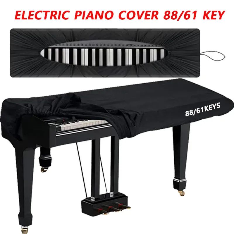 88/61 Key Digital Piano Keyboard Cover - Durable 210D Oxford Cloth Dustproof Protector with Drawstring Lock for Electric Pianos, Full Size Music Keyboard Dust Cover thumbnail 1