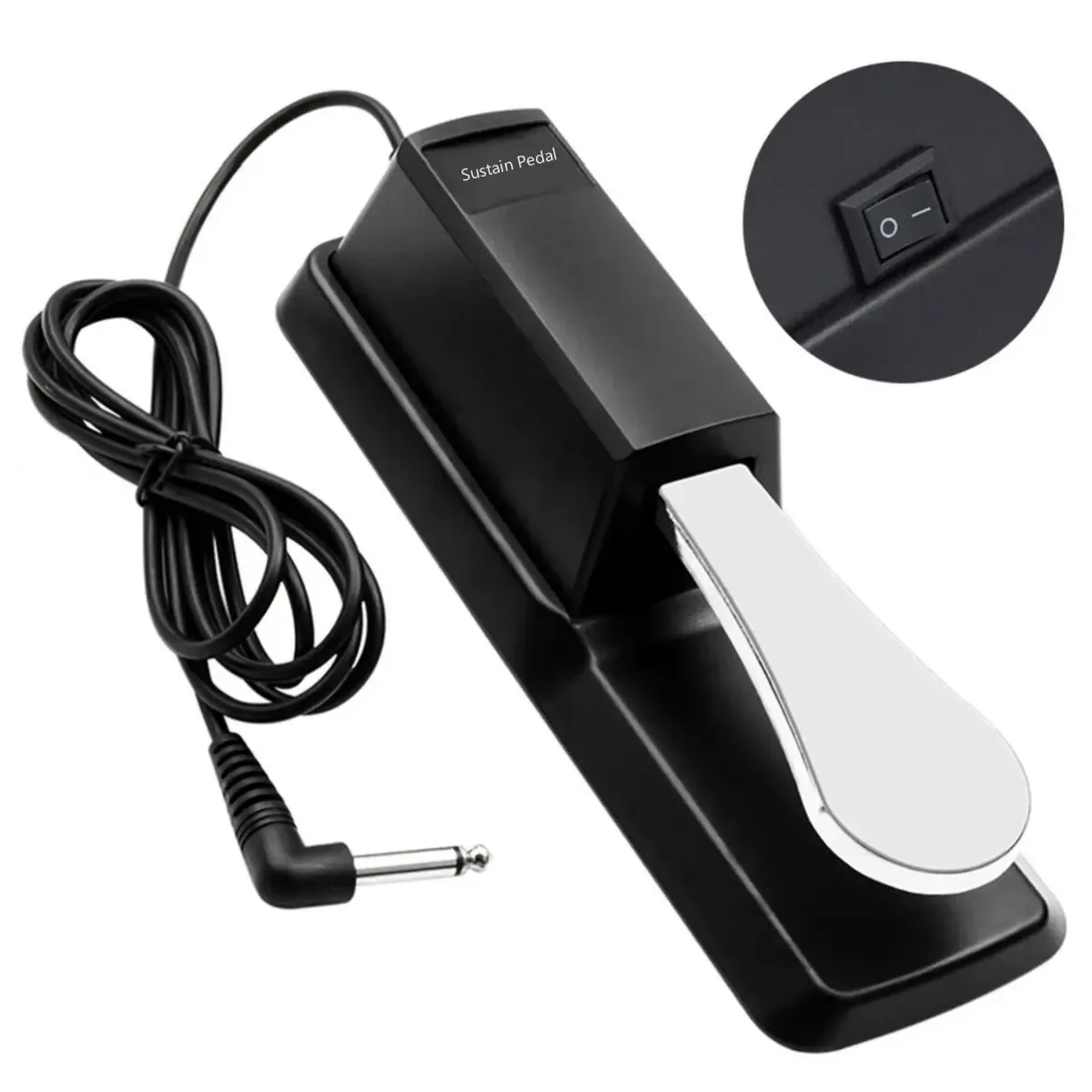 Miwayer Sustain Pedal with Polarity Switch for MIDI Keyboard, Digital Pianos, Electronic Drums - Durable Metal & Plastic Construction for Musicians thumbnail 1