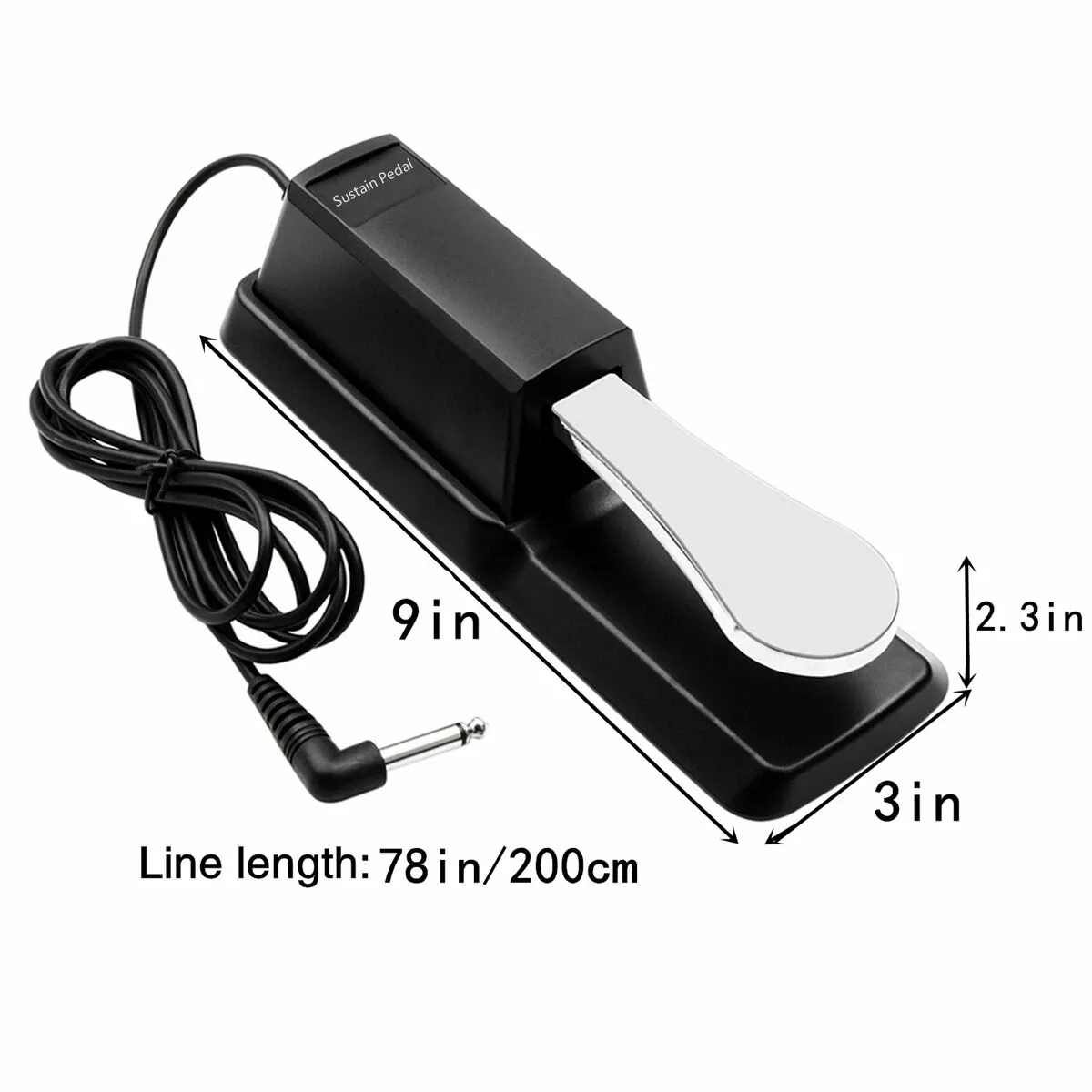 Miwayer Sustain Pedal with Polarity Switch for MIDI Keyboard, Digital Pianos, Electronic Drums - Durable Metal & Plastic Construction for Musicians thumbnail 2