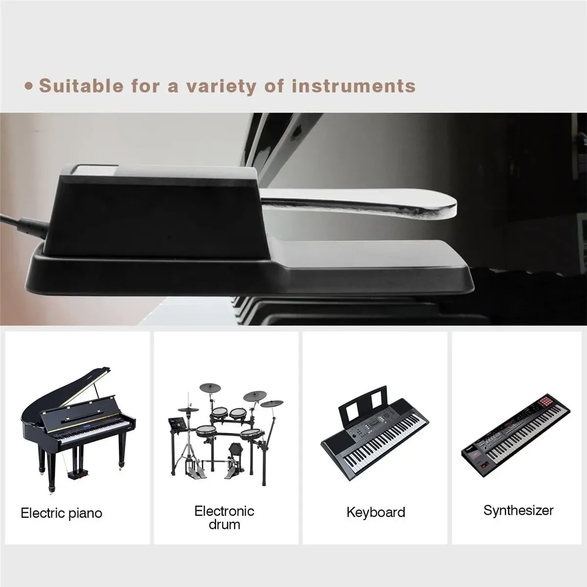 Miwayer Sustain Pedal with Polarity Switch for MIDI Keyboard, Digital Pianos, Electronic Drums - Durable Metal & Plastic Construction for Musicians showcase 1