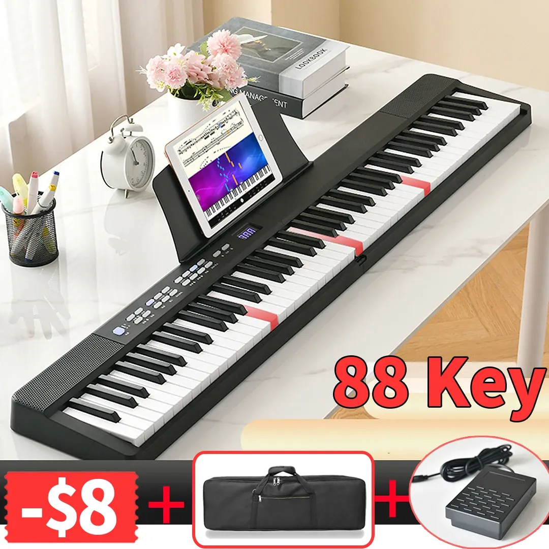 Professional 88-Key Folding Digital Piano Keyboard - Portable MIDI Synthesizer Electronic Organ for Adults, Beginners, and Music Enthusiasts thumbnail 2