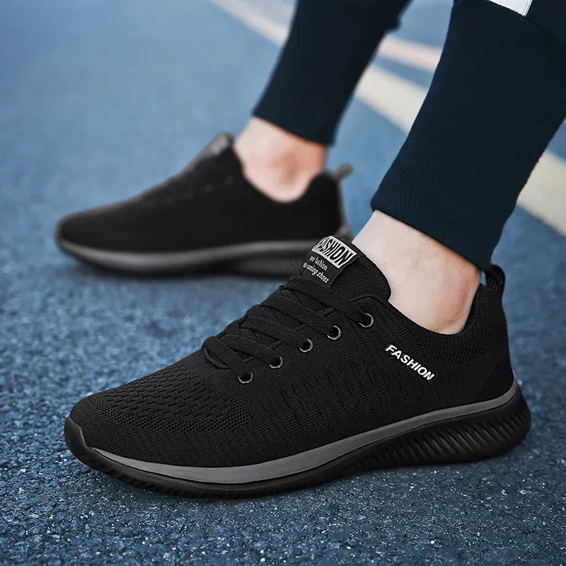 YRZL Men's Black Knit Sneakers - Breathable Athletic Running Walking Gym Shoes for Casual Sports thumbnail 4