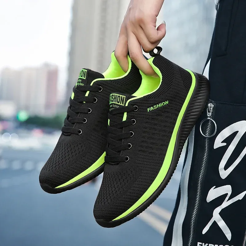 YRZL Men's Black Knit Sneakers - Breathable Athletic Running Walking Gym Shoes for Casual Sports thumbnail 2