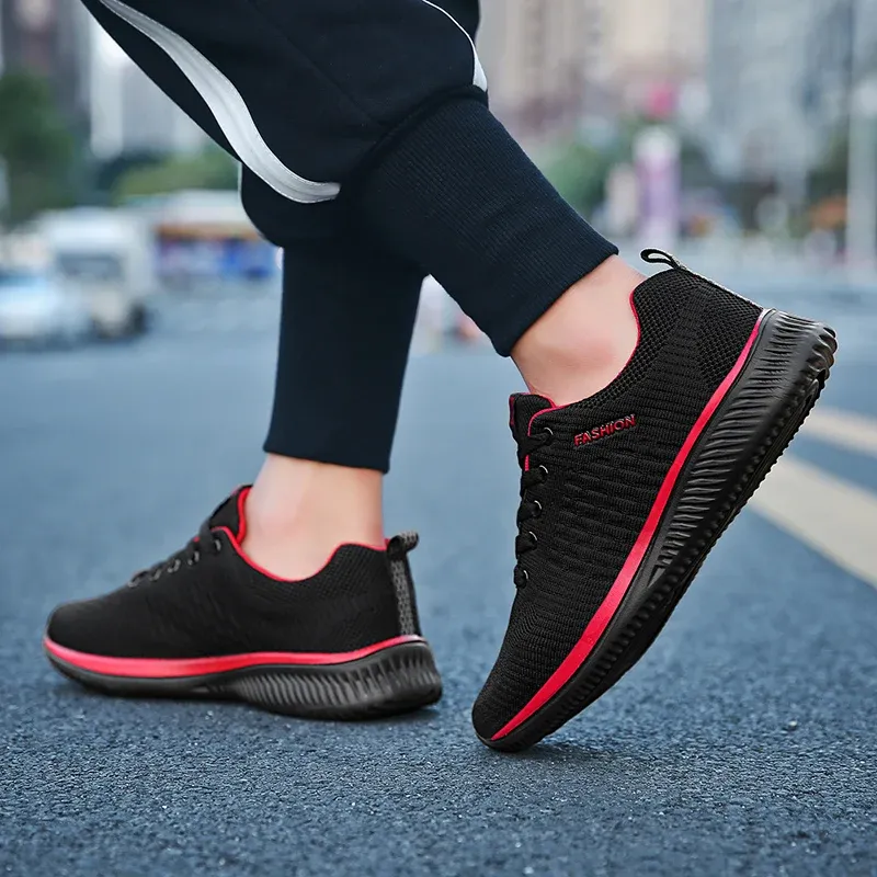 YRZL Men's Black Knit Sneakers - Breathable Athletic Running Walking Gym Shoes for Casual Sports thumbnail 5