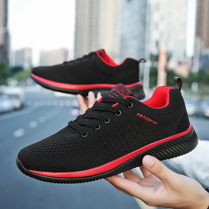 YRZL Men's Black Knit Sneakers - Breathable Athletic Running Walking Gym Shoes for Casual Sports thumbnail 3