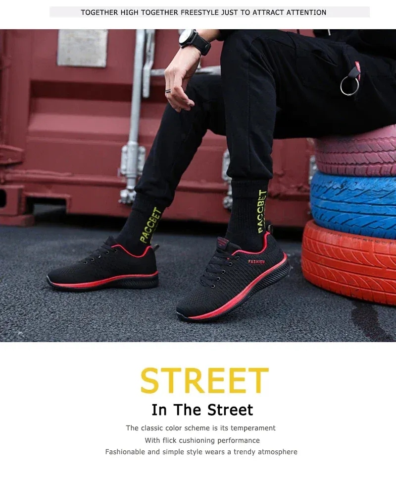 YRZL Men's Black Knit Sneakers - Breathable Athletic Running Walking Gym Shoes for Casual Sports showcase 2
