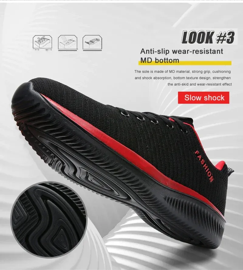 YRZL Men's Black Knit Sneakers - Breathable Athletic Running Walking Gym Shoes for Casual Sports showcase 7
