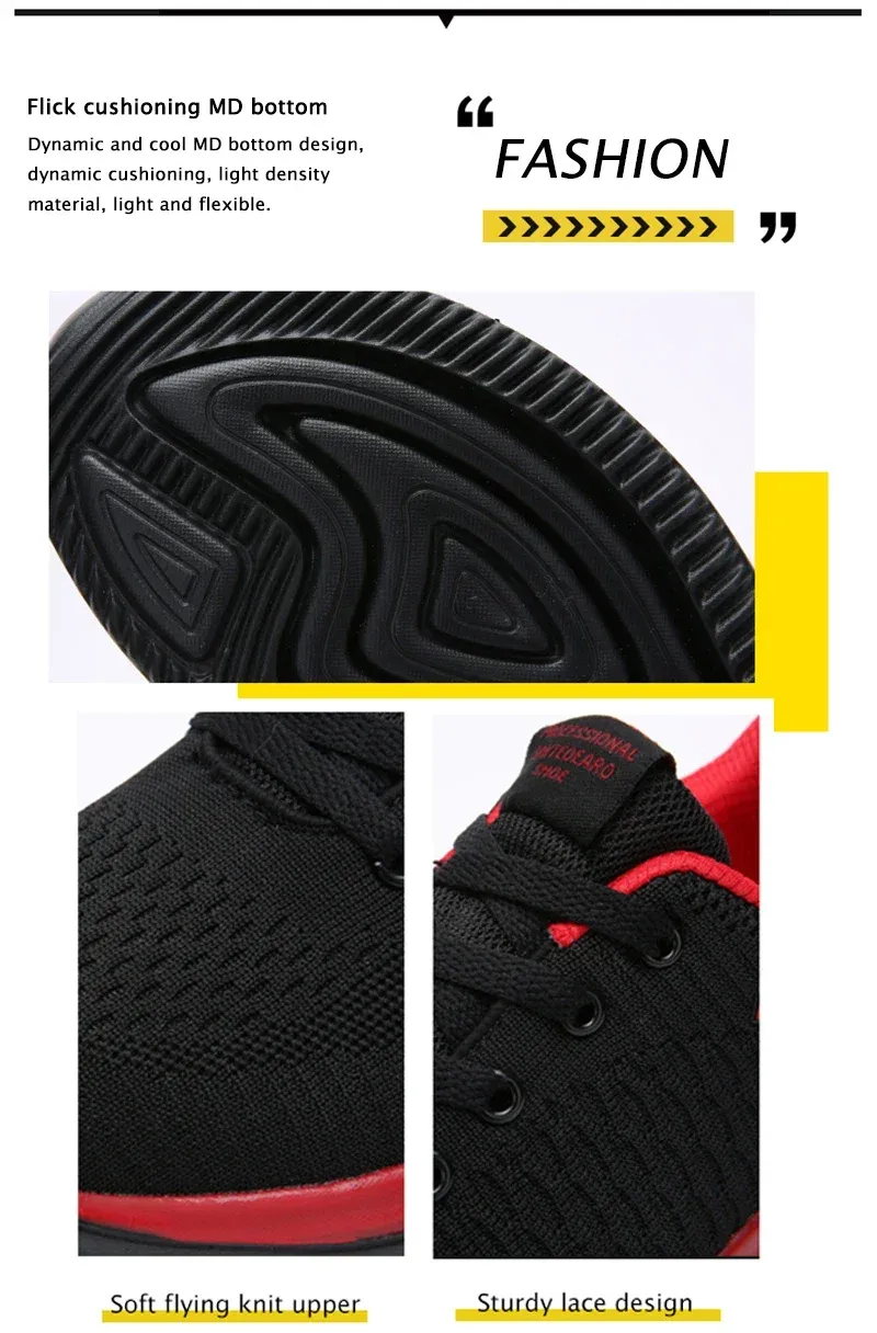YRZL Men's Black Knit Sneakers - Breathable Athletic Running Walking Gym Shoes for Casual Sports showcase 5