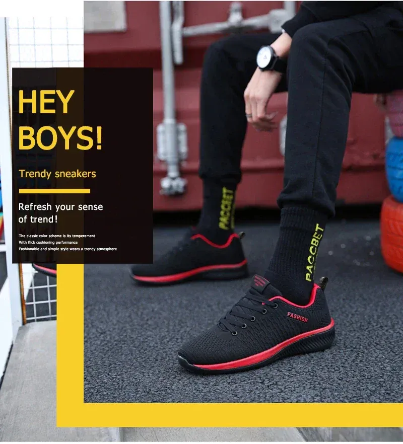 YRZL Men's Black Knit Sneakers - Breathable Athletic Running Walking Gym Shoes for Casual Sports showcase 4