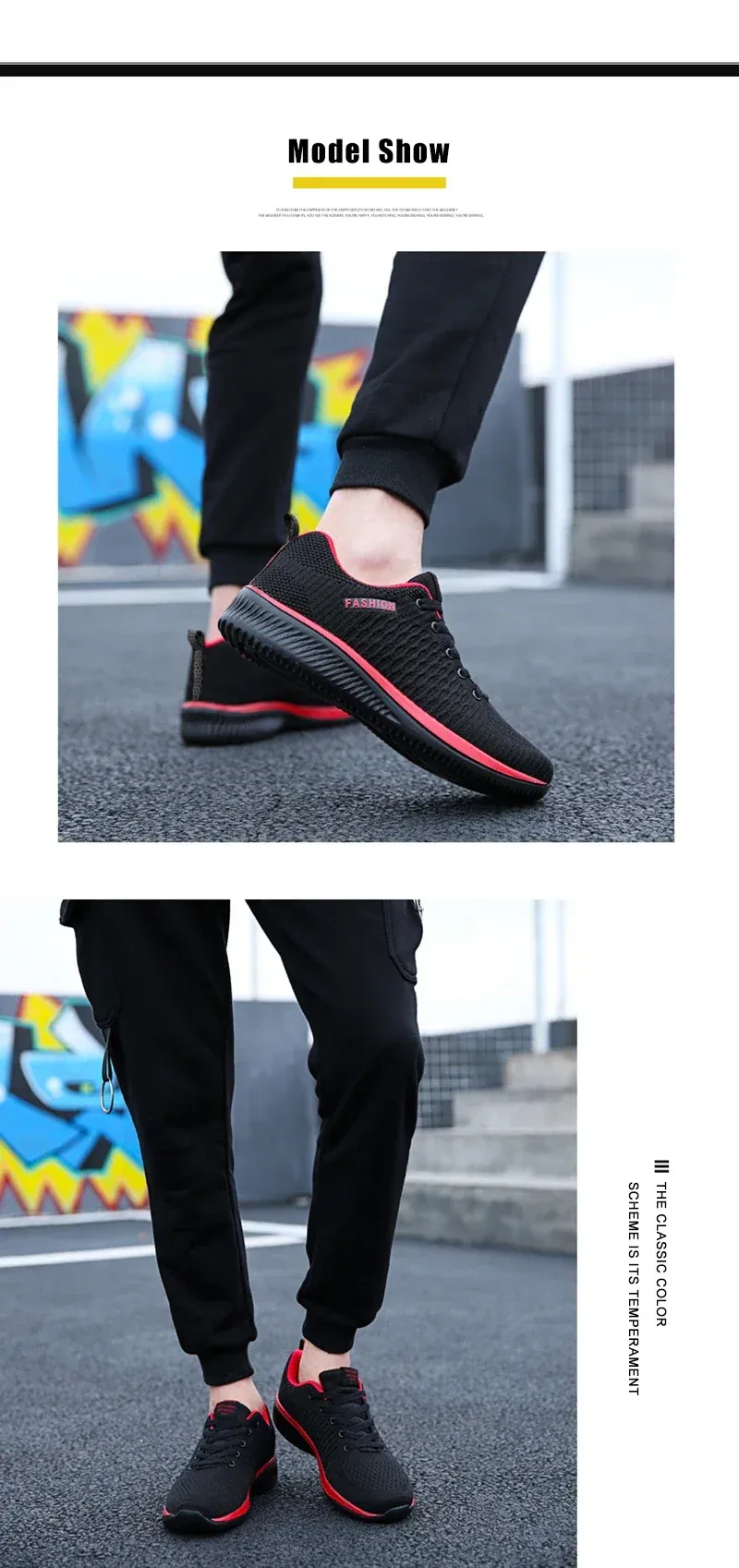 YRZL Men's Black Knit Sneakers - Breathable Athletic Running Walking Gym Shoes for Casual Sports showcase 8