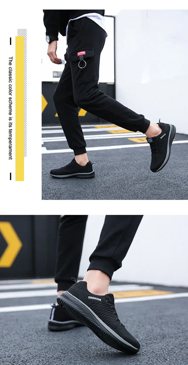 YRZL Men's Black Knit Sneakers - Breathable Athletic Running Walking Gym Shoes for Casual Sports showcase 11
