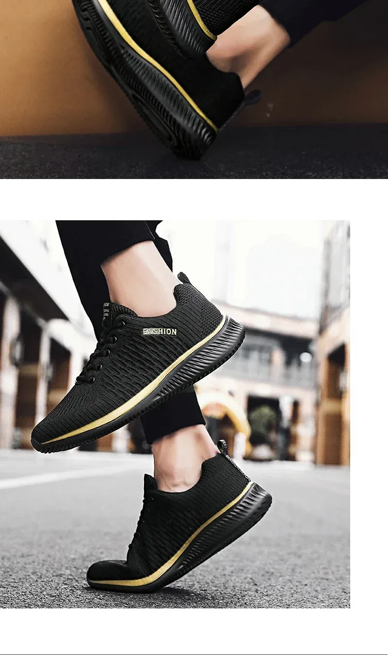 YRZL Men's Black Knit Sneakers - Breathable Athletic Running Walking Gym Shoes for Casual Sports showcase 14