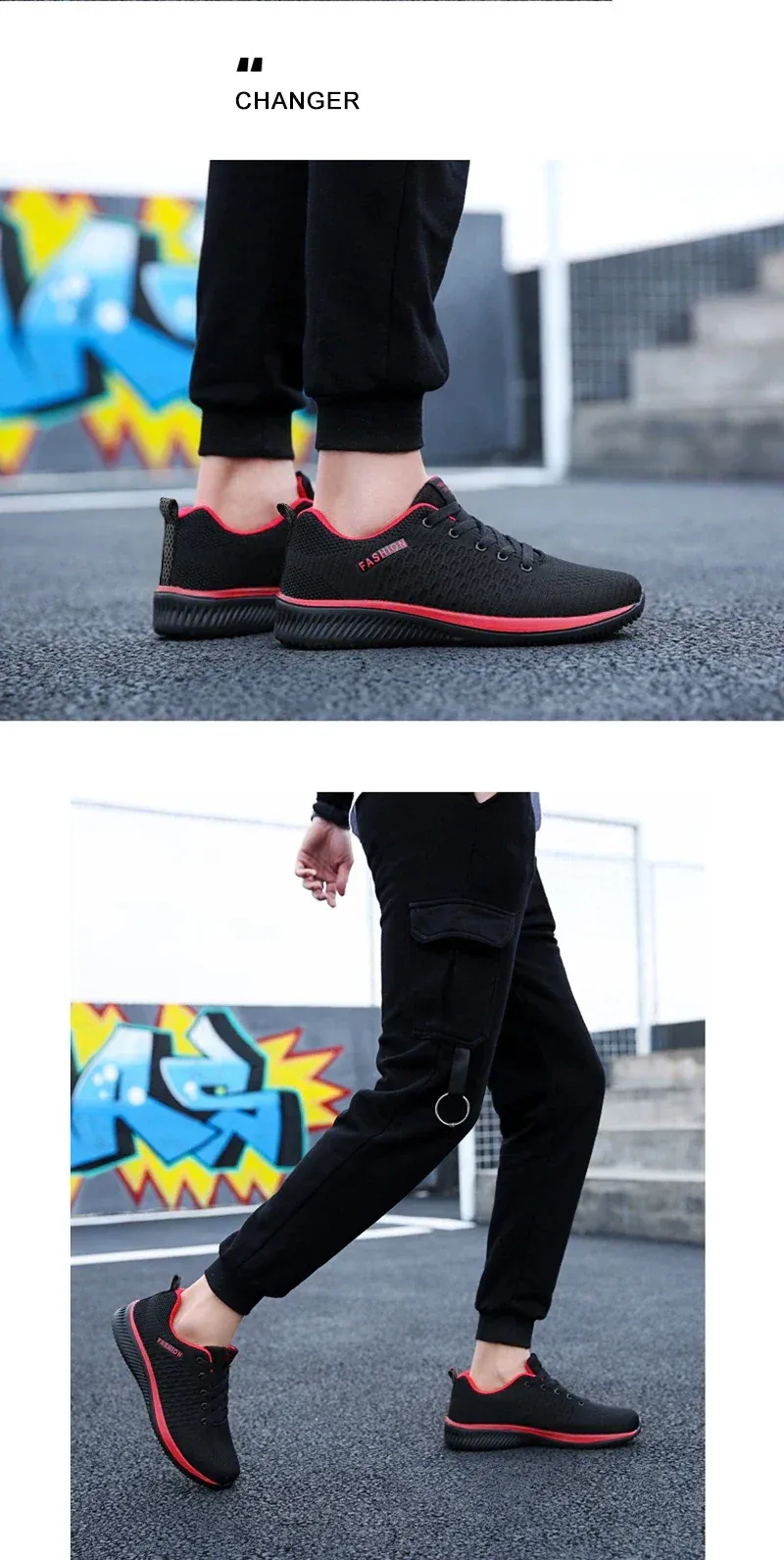 YRZL Men's Black Knit Sneakers - Breathable Athletic Running Walking Gym Shoes for Casual Sports showcase 9