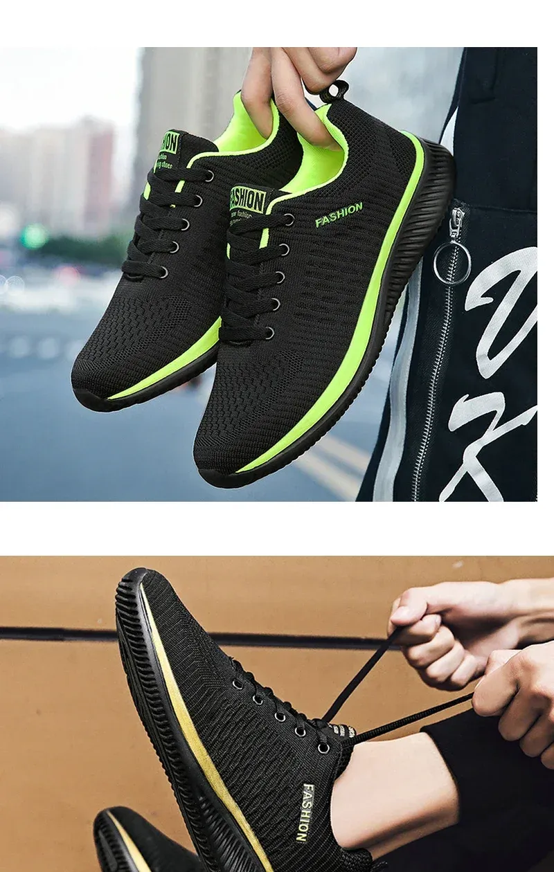 YRZL Men's Black Knit Sneakers - Breathable Athletic Running Walking Gym Shoes for Casual Sports showcase 13