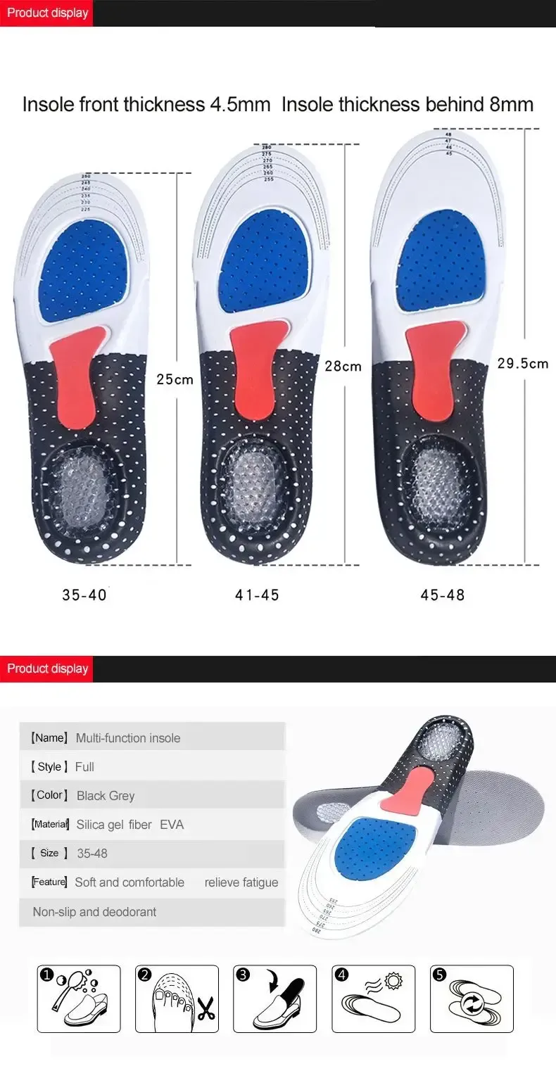 Orthopedic Memory Foam Insoles for Men & Women - Shock Absorbing Gel Arch Support Shoe Inserts for Running, Sports, and Everyday Comfort - Cut-to-Fit Design showcase 1