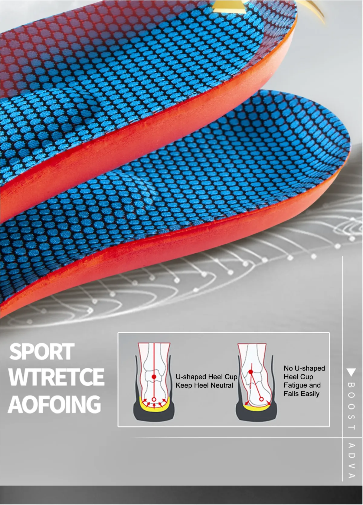 Unisex Orthopedic Sports Insoles - Shock Absorbing Breathable Elasticity Technology for Running, Walking & Everyday Comfort - Fits Shoe Sizes EU35-46 showcase 3