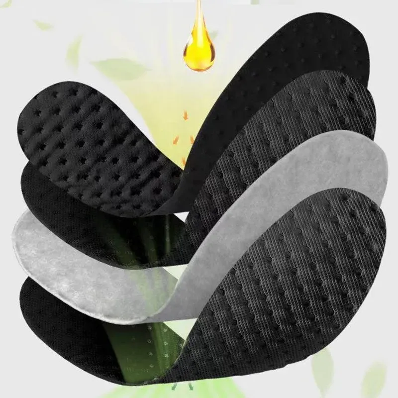 Bamboo Charcoal Antibacterial Shoe Insoles - Shock Absorbing, Deodorant, Breathable Sports Inserts for Men & Women, Thick Comfort Sole for Running & Everyday Wear thumbnail 5