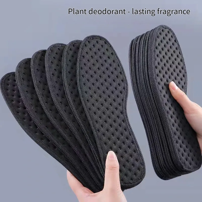 Bamboo Charcoal Antibacterial Shoe Insoles - Shock Absorbing, Deodorant, Breathable Sports Inserts for Men & Women, Thick Comfort Sole for Running & Everyday Wear thumbnail 1