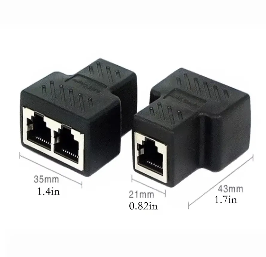RJ45 Ethernet Splitter Adapter 1 to 2 Dual LAN Port Connector for Cat5/5e/6/7 Network Cables, USB Powered Extender Plug for Enhanced Connectivity thumbnail 3