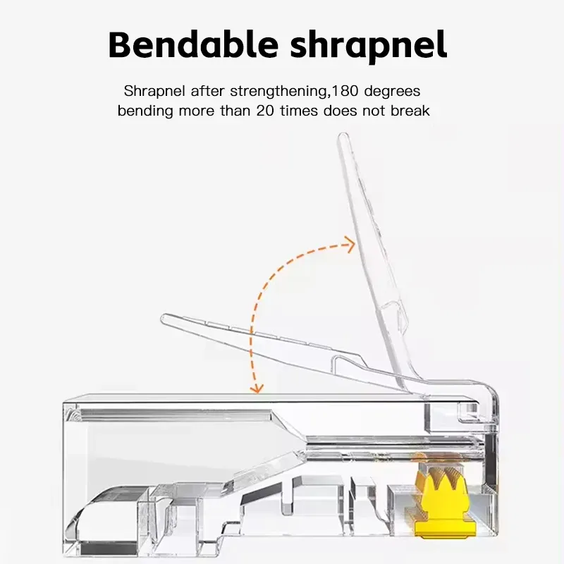 50pcs Gold Plated RJ45 Cat6 Connectors, Pass Through Ethernet Cable Plugs for Network Wiring, 1000Mbps Data Transfer Speed, Stable Signal Transmission thumbnail 3