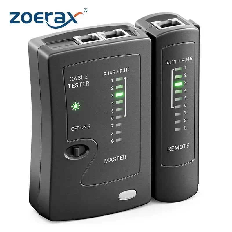 ZoeRax Ethernet Cable Tester for LAN RJ45 Cat5-Cat7 UTP/Shielded & RJ11/RJ12 Telephone Lines - Professional Network Wire Verifier with LED Display thumbnail 1