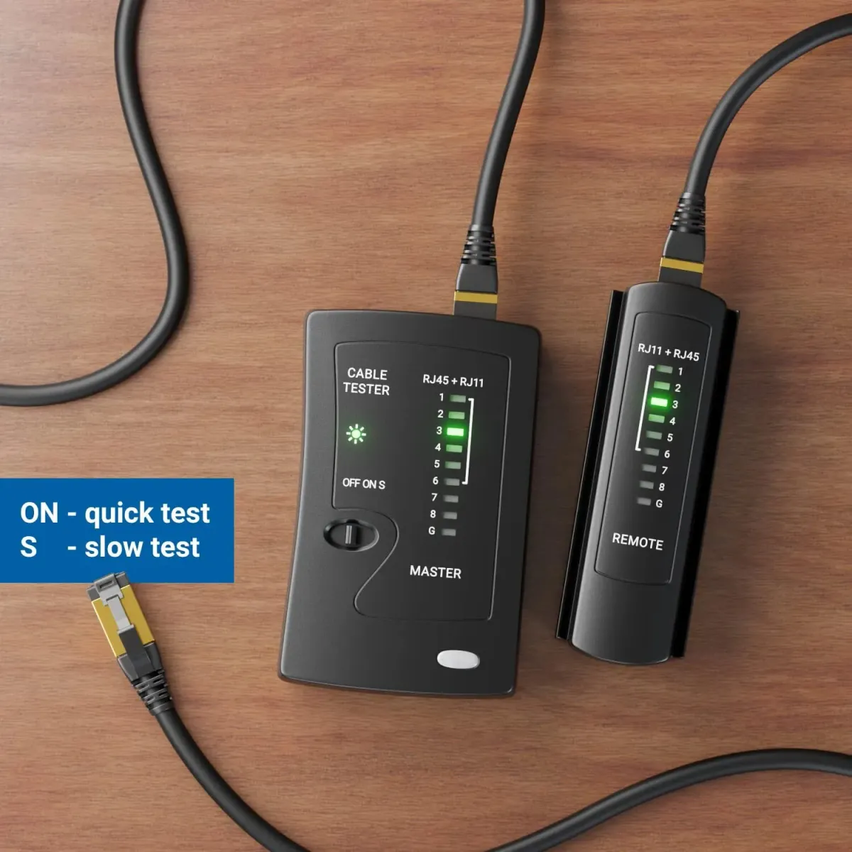 ZoeRax Ethernet Cable Tester for LAN RJ45 Cat5-Cat7 UTP/Shielded & RJ11/RJ12 Telephone Lines - Professional Network Wire Verifier with LED Display showcase 1