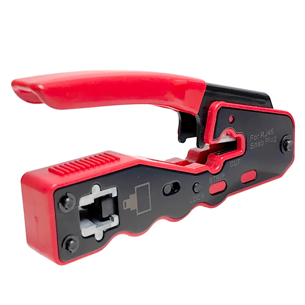 Professional RJ45 Crimp Tool Pass Through Crimper Cutter for Cat6a Cat6 Cat5 Ethernet Modular Connectors - All-in-One Wire Stripper and Crimping Tool for Network Installation thumbnail 2