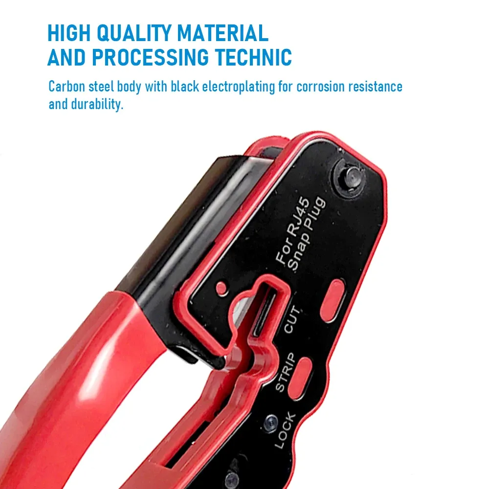 Professional RJ45 Crimp Tool Pass Through Crimper Cutter for Cat6a Cat6 Cat5 Ethernet Modular Connectors - All-in-One Wire Stripper and Crimping Tool for Network Installation thumbnail 3