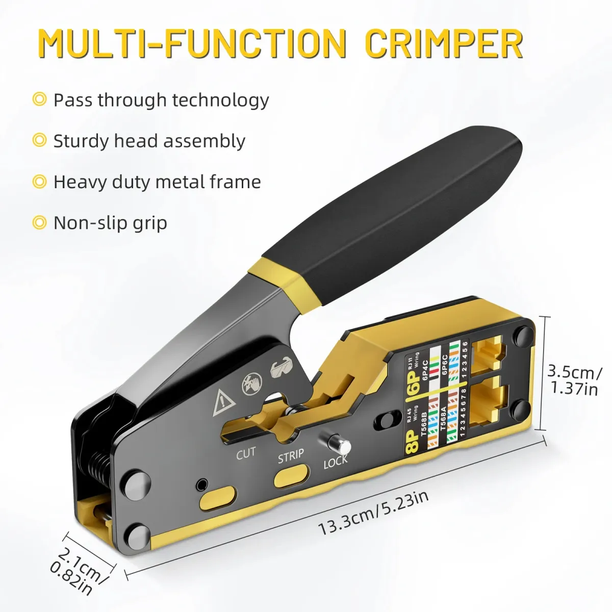 BEECHIP Pass Through RJ45 Crimp Tool for Cat6 Cat5 Cat5e Ethernet Connectors, Professional Network Cable Crimper with Replacement Blade, Easy to Use showcase 5