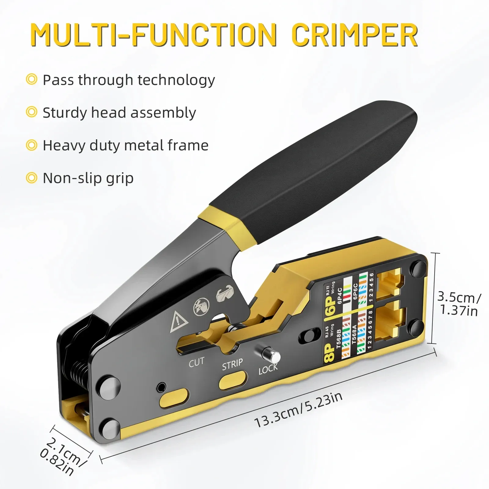 BEECHIP Pass Through RJ45 Crimp Tool for Cat6 Cat5 Cat5e Ethernet Connectors, Professional Network Cable Crimper with Replacement Blade, Easy to Use thumbnail 5