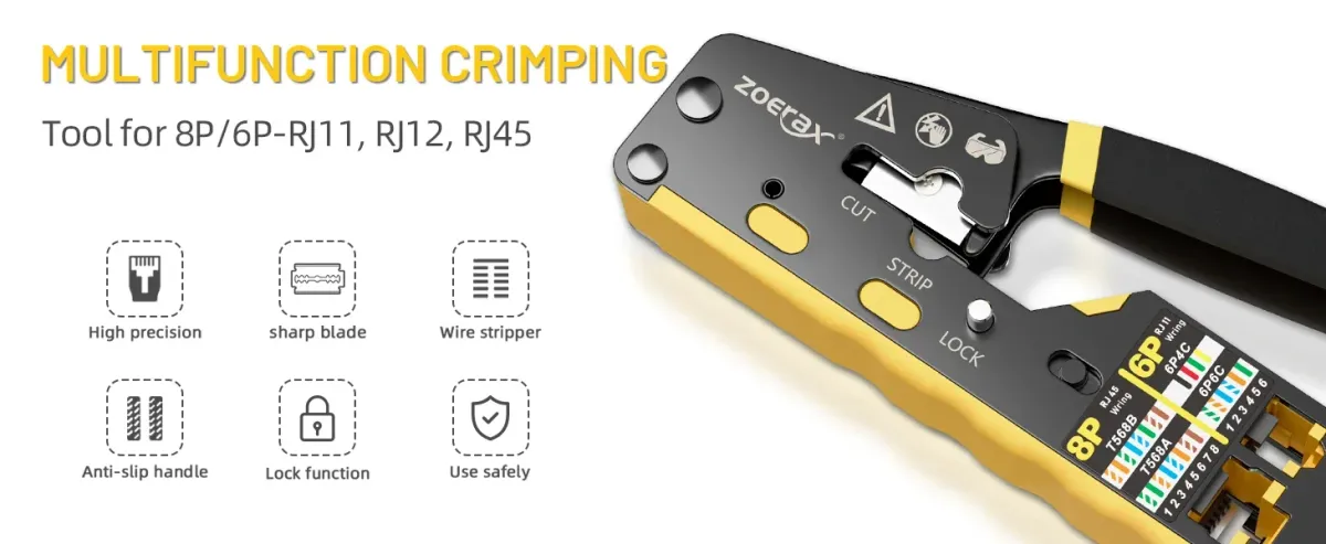 BEECHIP Pass Through RJ45 Crimp Tool for Cat6 Cat5 Cat5e Ethernet Connectors, Professional Network Cable Crimper with Replacement Blade, Easy to Use showcase 8