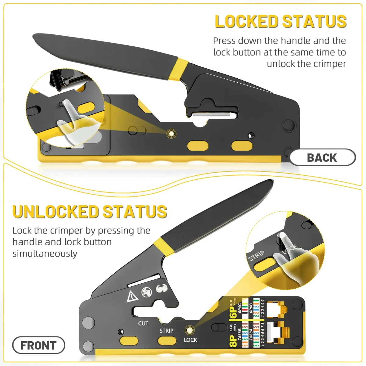 BEECHIP Pass Through RJ45 Crimp Tool for Cat6 Cat5 Cat5e Ethernet Connectors, Professional Network Cable Crimper with Replacement Blade, Easy to Use showcase 4