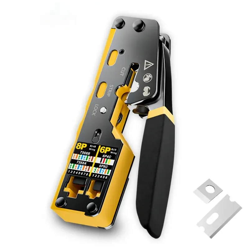 BEECHIP Pass Through RJ45 Crimp Tool for Cat6 Cat5 Cat5e Ethernet Connectors, Professional Network Cable Crimper with Replacement Blade, Easy to Use thumbnail 3