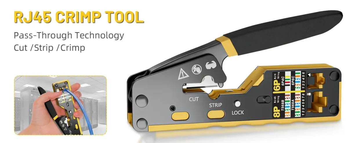 BEECHIP Pass Through RJ45 Crimp Tool for Cat6 Cat5 Cat5e Ethernet Connectors, Professional Network Cable Crimper with Replacement Blade, Easy to Use showcase 12