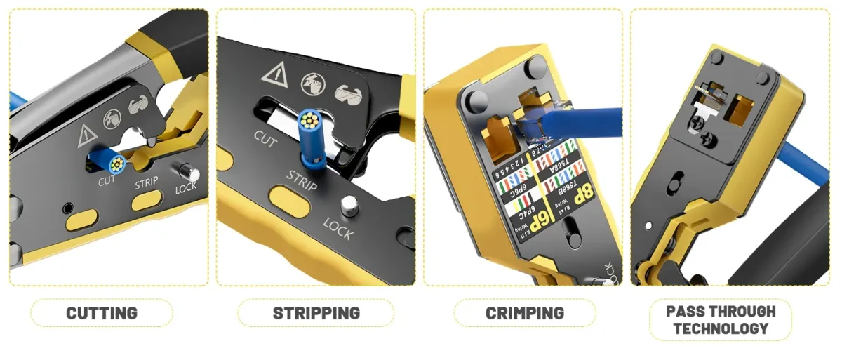 BEECHIP Pass Through RJ45 Crimp Tool for Cat6 Cat5 Cat5e Ethernet Connectors, Professional Network Cable Crimper with Replacement Blade, Easy to Use showcase 13