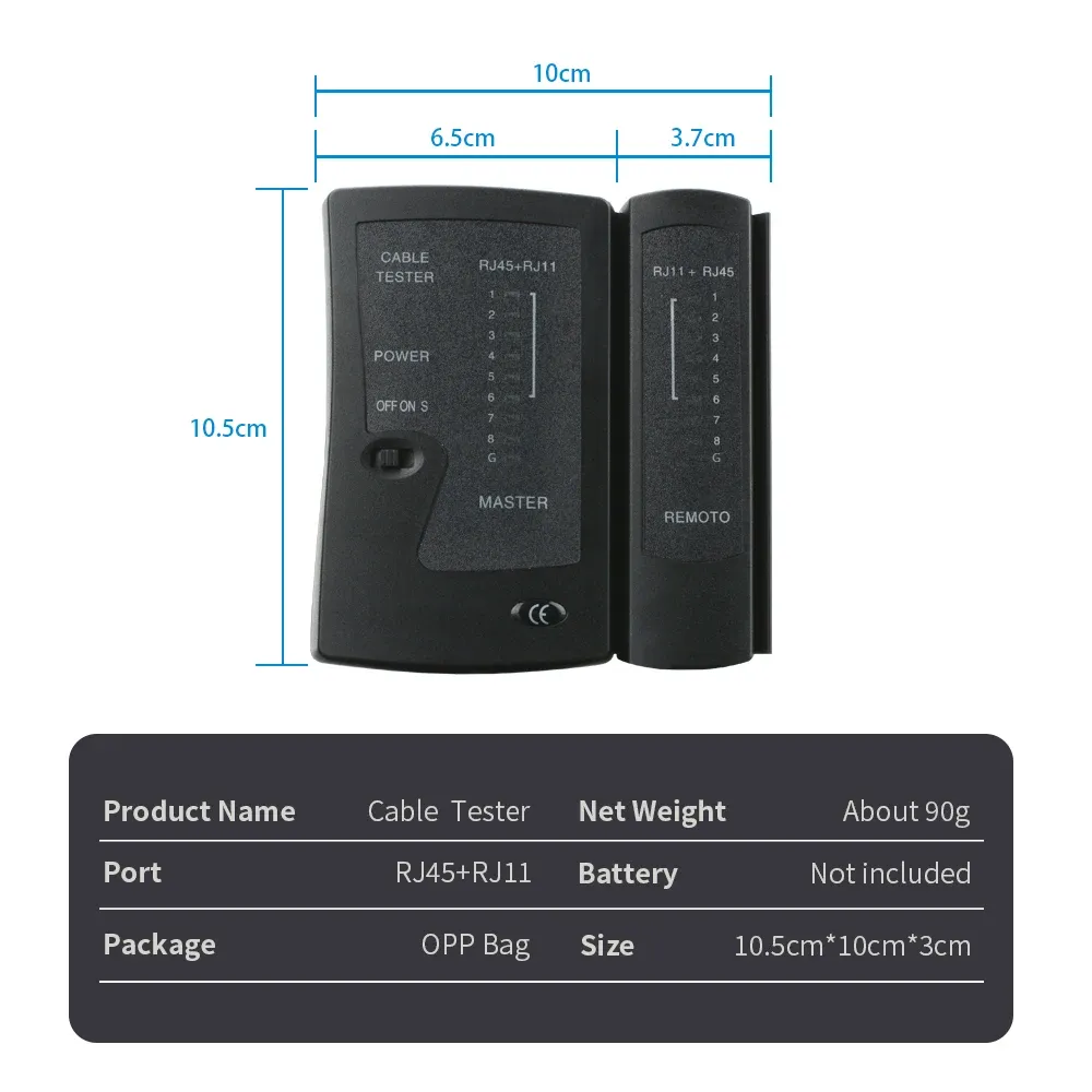 Professional Network Ethernet Cable Tester for RJ45, RJ11, RJ12 LAN Cables - Supports Cat5, Cat5e, Cat6, Cat6a, Cat7 UTP/STP Shielded and Telephone Lines showcase 1