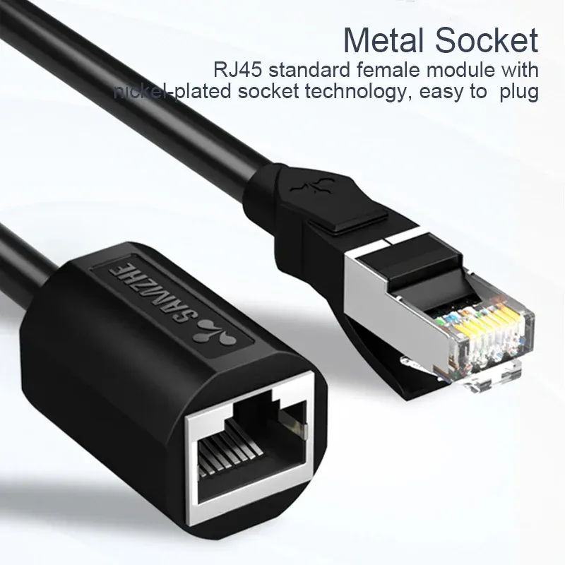 SAMZHE Cat6 Ethernet Extension Cable, 10Gbps RJ45 Male to Female Extender Adapter for PC, Laptop, Network Devices - Durable & Reliable Connectivity thumbnail 6