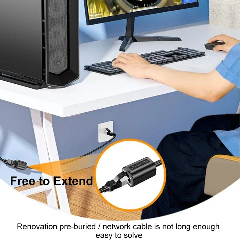 SAMZHE Cat6 Ethernet Extension Cable, 10Gbps RJ45 Male to Female Extender Adapter for PC, Laptop, Network Devices - Durable & Reliable Connectivity thumbnail 4
