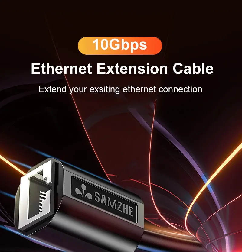 SAMZHE Cat6 Ethernet Extension Cable, 10Gbps RJ45 Male to Female Extender Adapter for PC, Laptop, Network Devices - Durable & Reliable Connectivity showcase 1