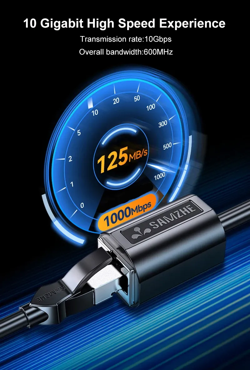 SAMZHE Cat6 Ethernet Extension Cable, 10Gbps RJ45 Male to Female Extender Adapter for PC, Laptop, Network Devices - Durable & Reliable Connectivity showcase 4