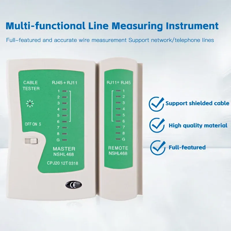 Professional RJ45 Ethernet Cable Tester for Cat5, Cat6, Cat7 Network Cables & RJ11 Telephone Lines - Detect Shorts, Opens, Shielding - Portable LAN Test Tool for IT Pros & Home Installers thumbnail 1