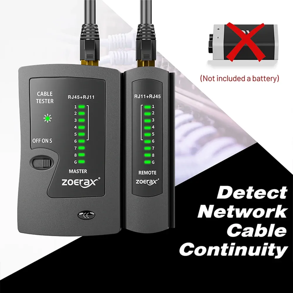 ZOERAX Network Ethernet Cable Tester for LAN RJ45 Cat5-Cat7 UTP/Shielded Cables & RJ11/RJ12 Telephone Lines - Professional & Home Use LED Display thumbnail 4