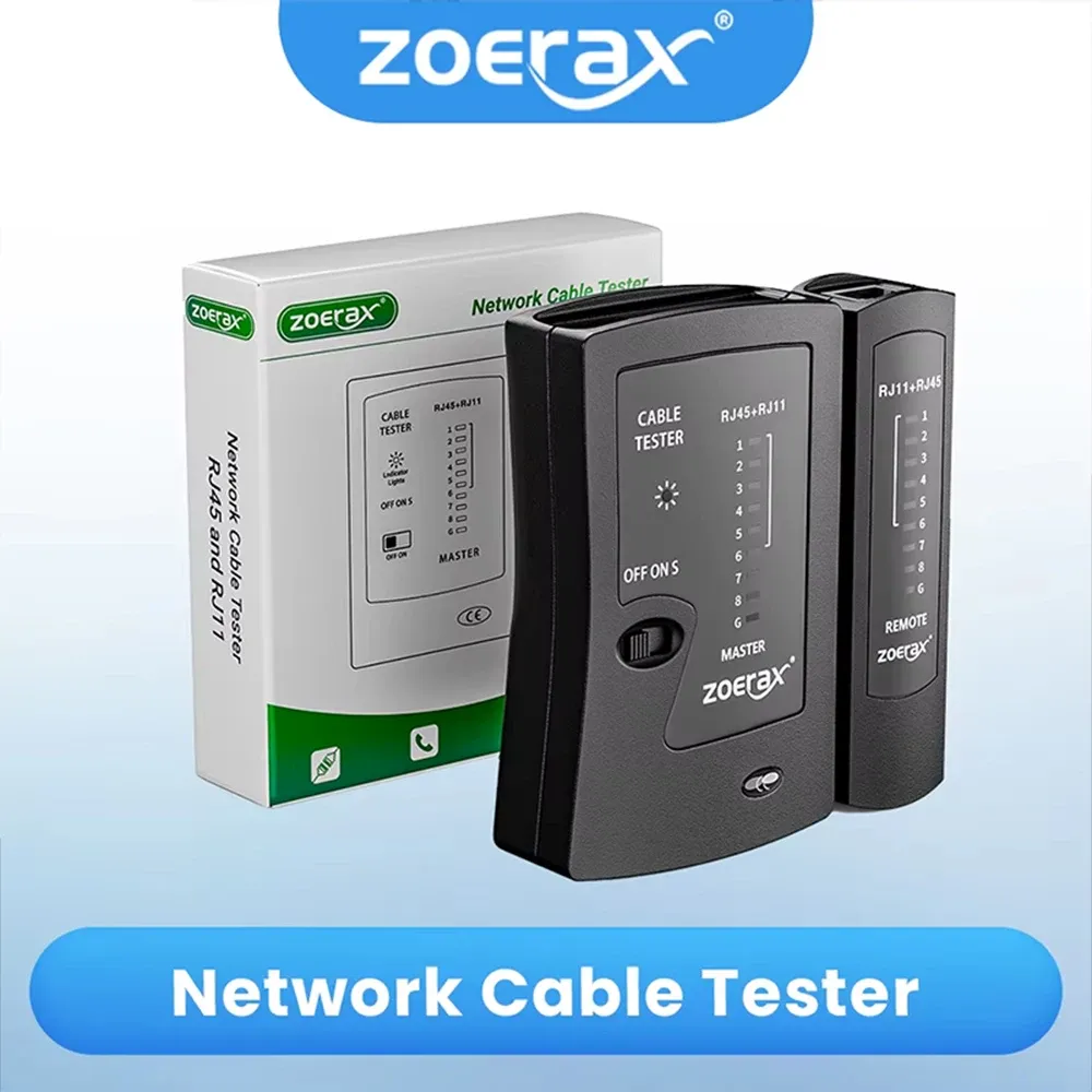 ZOERAX Network Ethernet Cable Tester for LAN RJ45 Cat5-Cat7 UTP/Shielded Cables & RJ11/RJ12 Telephone Lines - Professional & Home Use LED Display thumbnail 1