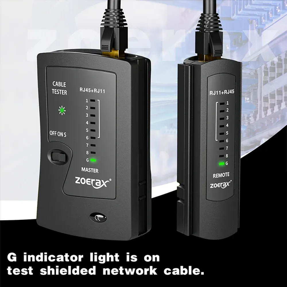 ZOERAX Network Ethernet Cable Tester for LAN RJ45 Cat5-Cat7 UTP/Shielded Cables & RJ11/RJ12 Telephone Lines - Professional & Home Use LED Display thumbnail 5
