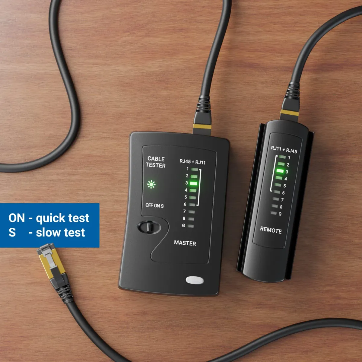 ZOERAX Network Ethernet Cable Tester for LAN RJ45 Cat5-Cat7 UTP/Shielded Cables & RJ11/RJ12 Telephone Lines - Professional & Home Use LED Display showcase 1