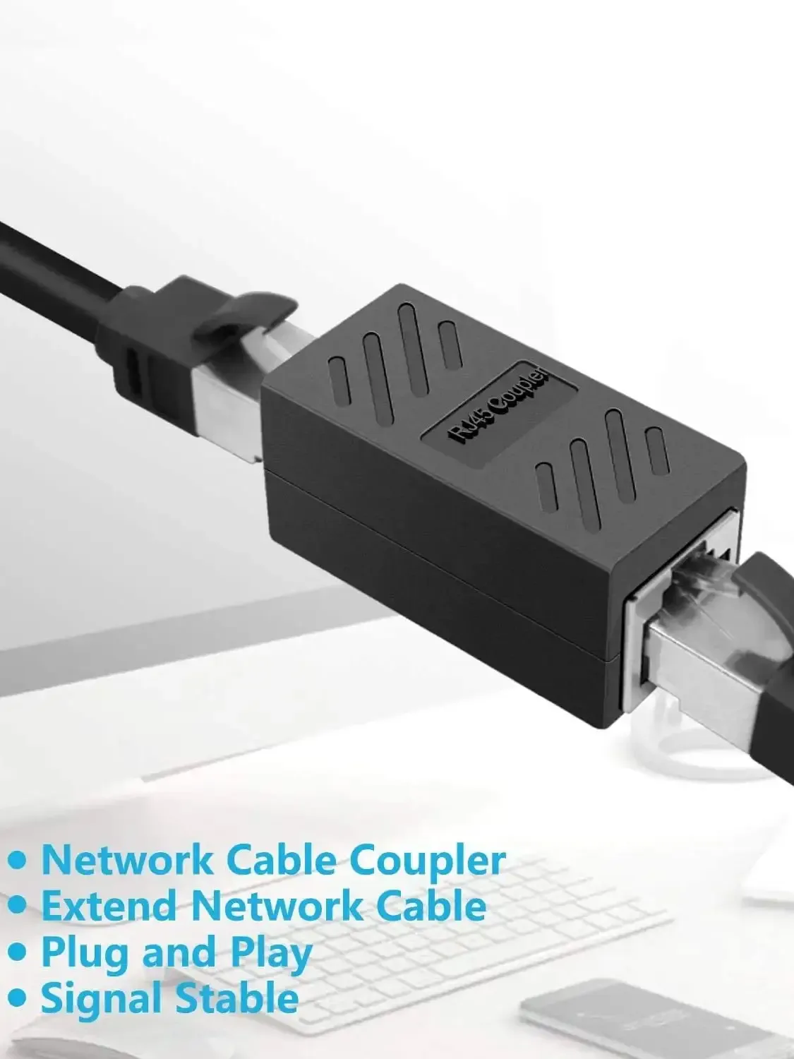 10Gbps RJ45 Ethernet Coupler Extender, Female to Female Cat7 Connector for Cat6/Cat5e Network Cables, Plug-and-Play Network Extender thumbnail 5
